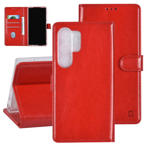 UNIQ handytasche etui für Samsung Galaxy S24 Ultra Book-Case hul - 3 pasjeshouder - Rot