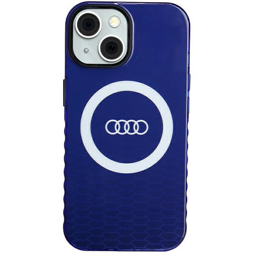 Audi IML Big Logo MagSafe Case Hülle etui für iPhone 15 / 14 / 13 6.1" navy Blau hardcase