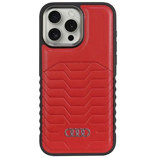 Audi KunstLeder MagSafe Hülle etui für iPhone 14 Pro 6.1"Rot hardcase