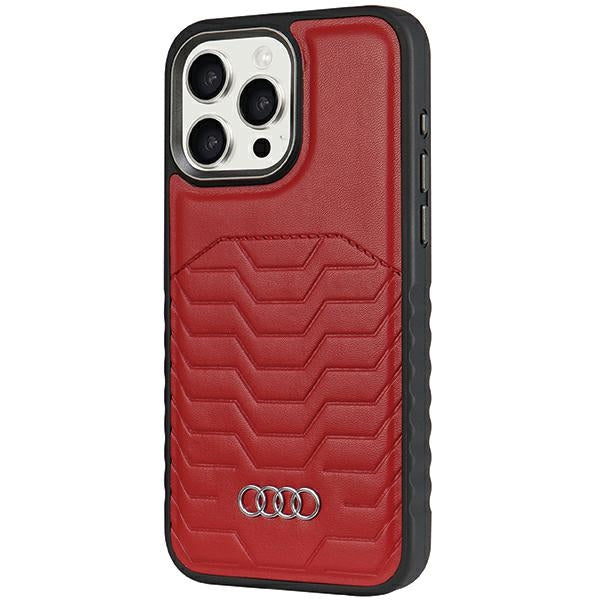 Audi KunstLeder MagSafe Hülle etui für iPhone 14 Pro 6.1"Rot hardcase