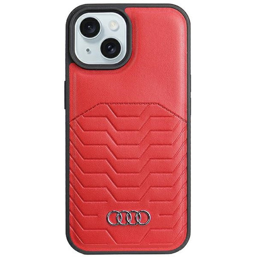 Audi KunstLeder MagSafe Hülle etui für iPhone 15 / 14 / 13 6.1"Rot hardcase