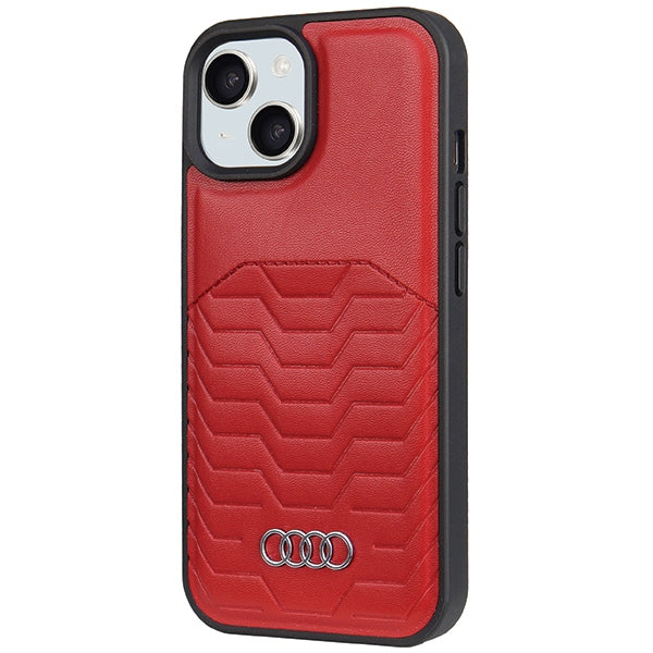 Audi KunstLeder MagSafe Hülle etui für iPhone 15 Plus / 14 Plus 6.7"Rot hardcase
