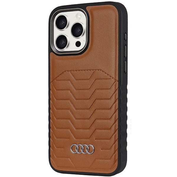 Audi KunstLeder MagSafe Hülle etui für iPhone 14 Pro Max 6.7" Braun hardcase