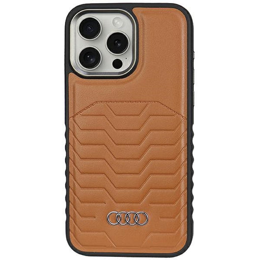 Audi KunstLeder MagSafe Hülle etui für iPhone 15 Pro Max 6.7" Braun hardcase