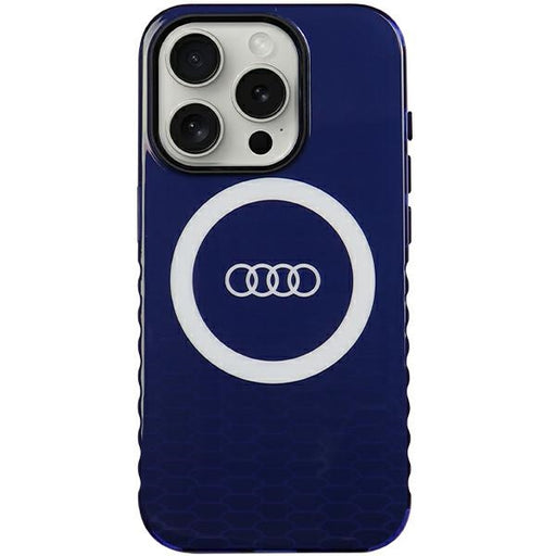 Audi IML Big Logo MagSafe Case Hülle etui für iPhone 15 Pro 6.1" navy Blau hardcase