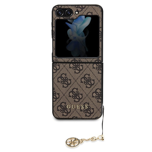 guess-hulle-etui-fur-samsung-f731-z-flip5-braun-hardcase-4g-charms-collection