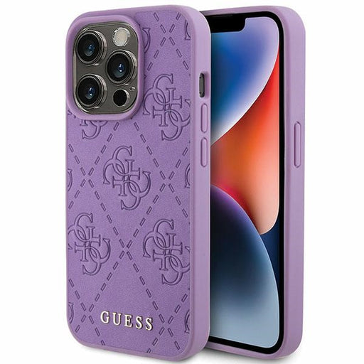 Guess Hülle für iPhone 15 Pro Max 6.7"ight purple hardcase Leder 4G Stamped