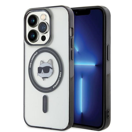 Karl Lagerfeld Hülle Etui für iPhone 15 Pro 6.1" transparent hardcase IML Choupette`s Head MagSafe