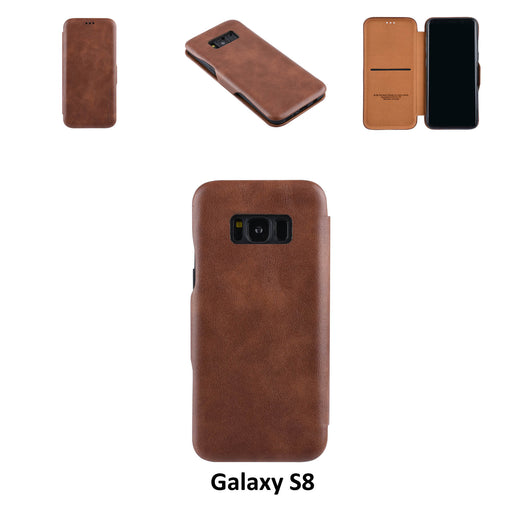 Hanytasche für Samsung Galaxy S8 Kartenhalter Braun Book-Case hul -Magnetverschluss - Kunststof;TPU