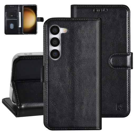 UNIQ Handytasche etui für Samsung Galaxy S23 Book-Case hul - Kartenhalter für 3 Karten - Magnetverschluss - Schwarz