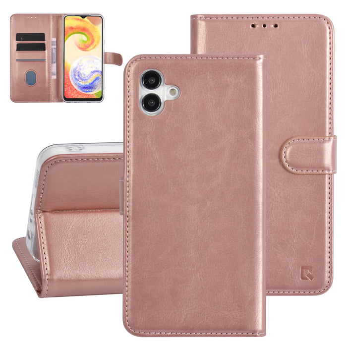 UNIQ Handytasche etui für Samsung Galaxy A04 Book-Case hul - Kartenhalter für 3 Karten - Magnetverschluss - Rose Gold