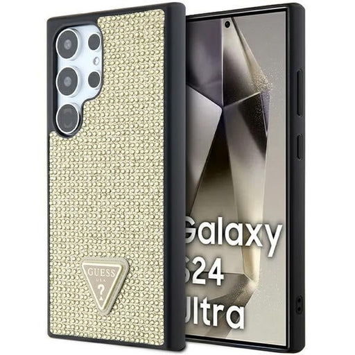 Guess Hülle etui für Samsung Galaxy S24 Ultra S928 gold hardcase Rhinestone Triangle
