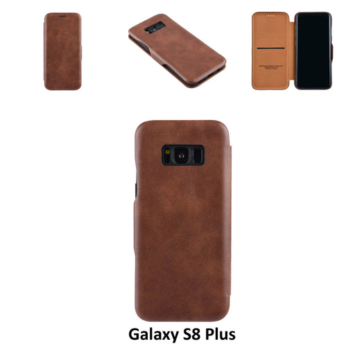 Hanytasche für Samsung Galaxy S8 Plus Kartenhalter Braun Book-Case hul -Magnetverschluss - Kunststof;TPU
