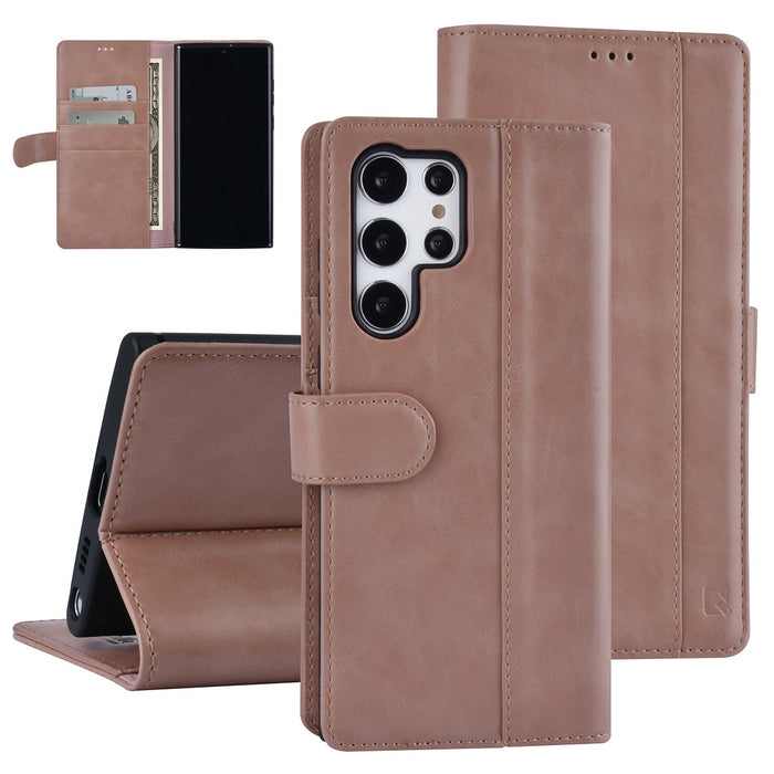 UNIQ Handytasche etui für Samsung Galaxy S22 Ultra Book-Case hul - Kartenhalter für 3 Karten - Magnetverschluss - Rose Gold