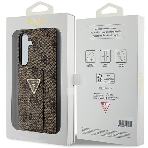 guess-hulle-etui-fur-samsung-galaxy-s24-plus-s926-braun-hardcase-grip-stand-4g-triangle-strass