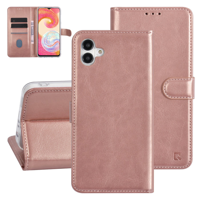 UNIQ Handytasche etui für Samsung Galaxy A04e Book-Case hul - Kartenhalter für 3 Karten - Magnetverschluss - Rose Gold