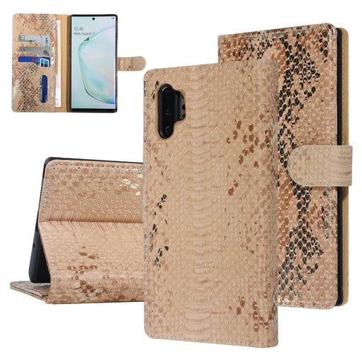 UNIQ Handytasche für Samsung Galaxy Note 10 Plus Gold Schlangenhaut Book-Case hul