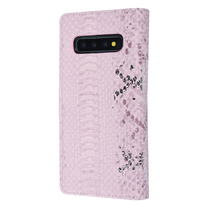 UNIQ Handytasche für Samsung Galaxy S10 Plus Rosa Schlangenhaut Book-Case hul