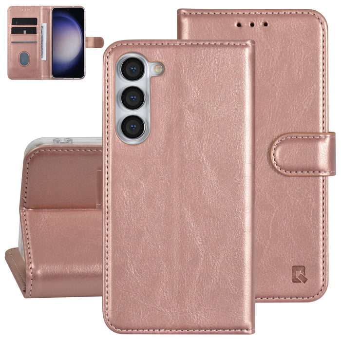 UNIQ Handytasche etui für Samsung Galaxy S23 Plus Book-Case hul - Kartenhalter für 3 Karten - Magnetverschluss - Rose Gold