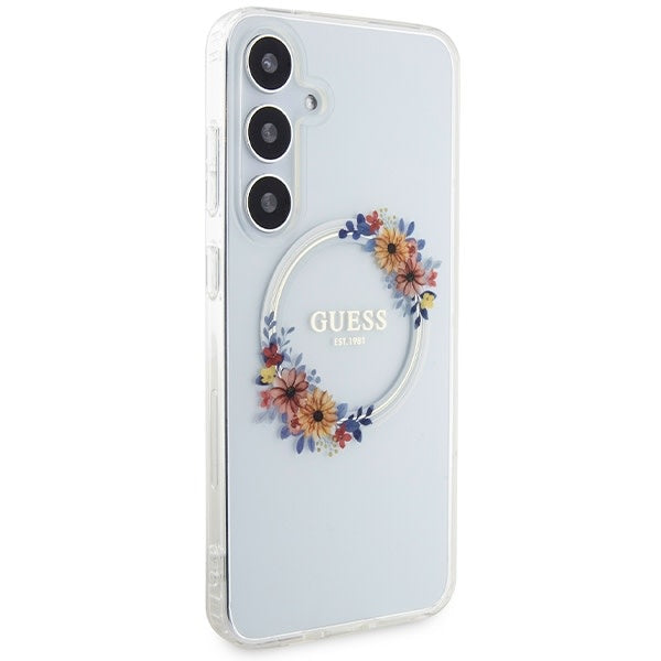 guess-hulle-etui-fur-samsung-galaxy-s24-plus-s926-transparent-hardcase-iml-flowers-wreath-magsafe