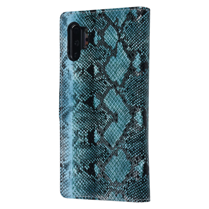 UNIQ handytasche etui für Samsung Galaxy Note 10 Plus Schwarz und Grun Schlangenhaut Book-Case hul