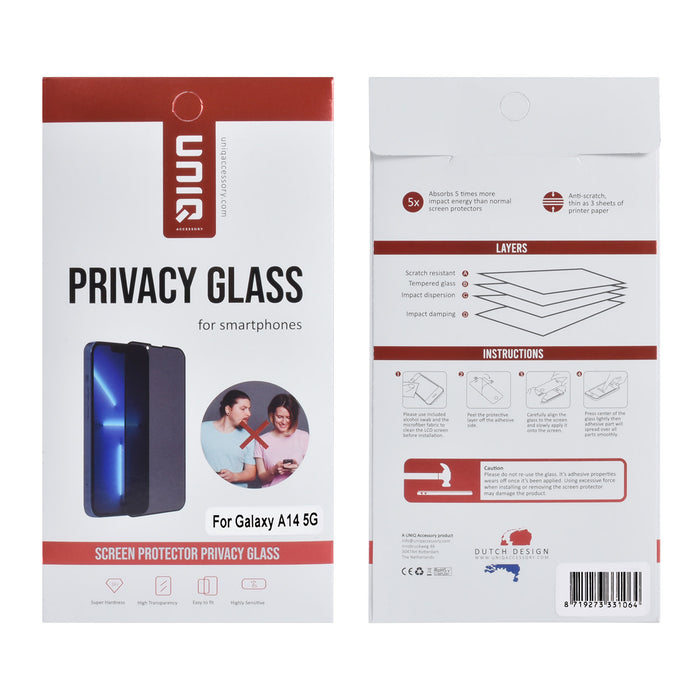 UNIQ Displayschutz für Samsung Galaxy A14 5G Privacy Glass Displayschutzfolie - Schwarz