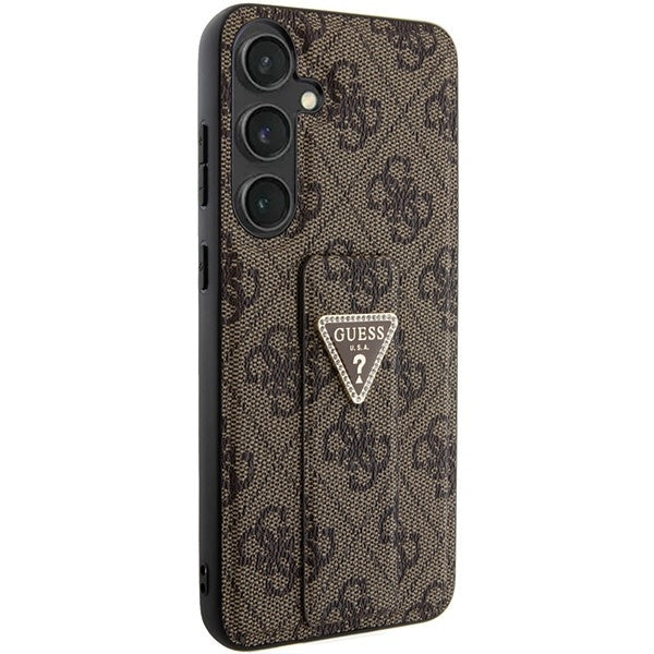 guess-hulle-etui-fur-samsung-galaxy-s24-s921-braun-hardcase-grip-stand-4g-triangle-strass