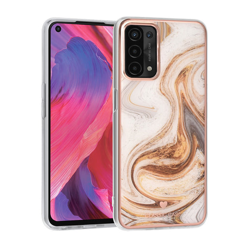 UNIQ Classic Hülle etui für Oppo A54 5G & A74 5G TPU Backcover hoesje - Marble Braun