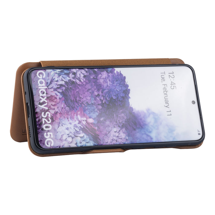 Handytasche für Samsung Galaxy S20 Hellbraun Book-Case hul - Kartenhalter