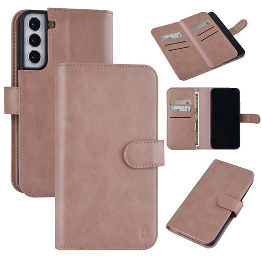 UNIQ Handytasche etui für Samsung Galaxy S22 Plus Book-Case hul - Kartenhalter für 9 Karten - Magnetverschluss - Rose Gold