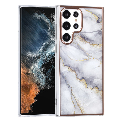 UNIQ Hülle Etui für Samsung Galaxy S22 Ultra TPU Hülle - Marble weiss