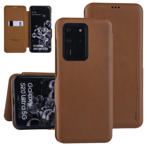 Handytasche für Samsung Galaxy S20 Ultra Hellbraun Book-Case hul - Kartenhalter