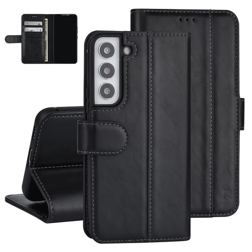 UNIQ Handytasche etui für Samsung Galaxy S22 Book-Case hul - Kartenhalter für 3 Karten - Magnetverschluss - Schwarz