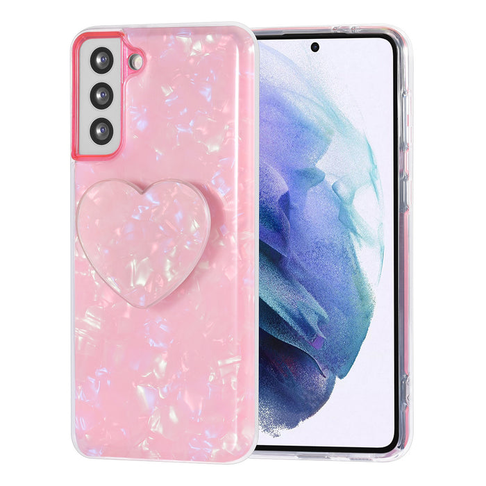 UNIQ Hülle etui für Samsung Galaxy S21 Plus - Silikonhülle TPU - Heartshaped Popsocket - Rosa