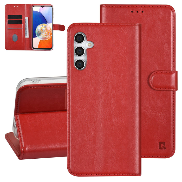 UNIQ Handytasche etui für Samsung Galaxy A14 5G Book-Case hul - Kartenhalter für 3 Karten - Magnetverschluss - Rot