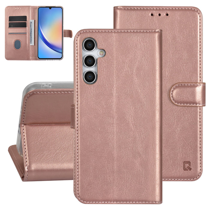 UNIQ Handytasche etui für Samsung Galaxy A34 5G Book-Case hul - Kartenhalter für 3 Karten - Magnetverschluss - Rose Gold