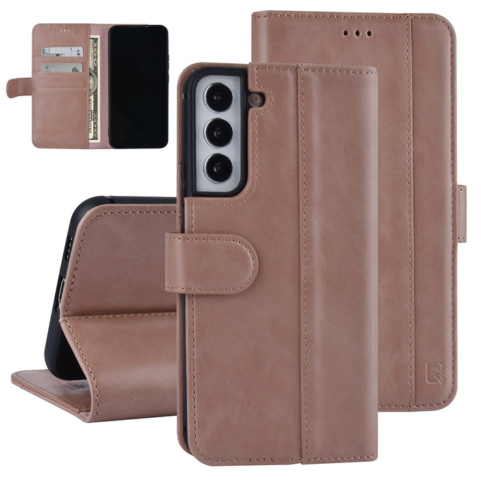 UNIQ Handytasche etui für Samsung Galaxy S22 Plus Book-Case hul - Kartenhalter für 3 Karten - Magnetverschluss - Rose Gold