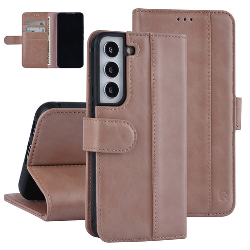 UNIQ Handytasche etui für Samsung Galaxy S22 Book-Case hul - Kartenhalter für 3 Karten - Magnetverschluss - Rose Gold