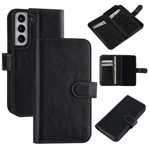 UNIQ Handytasche etui für Samsung Galaxy S22 Book-Case hul - Kartenhalter für 9 Karten - Magnetverschluss - Schwarz