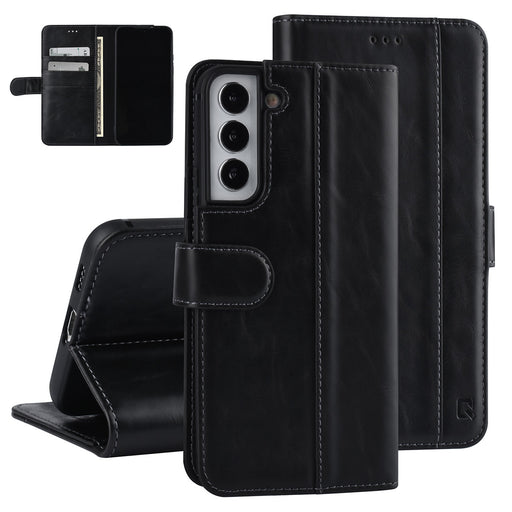 UNIQ Handytasche etui für Samsung Galaxy S22 Plus Book-Case hul - Kartenhalter für 3 Karten - Magnetverschluss - Schwarz