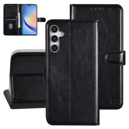 UNIQ Handytasche etui für Samsung Galaxy A34 5G Book-Case hul - Kartenhalter für 3 Karten - Magnetverschluss - Schwarz