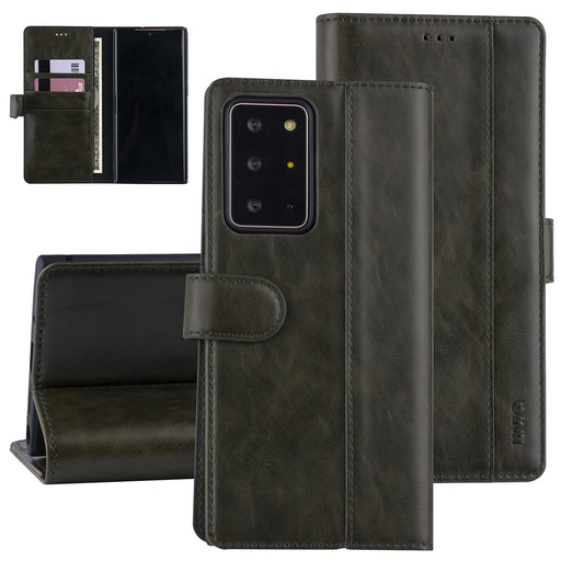 Handytasche für Samsung Galaxy Note 20 Ultra Dunkelgrün Book-Case hul - Kunstleder