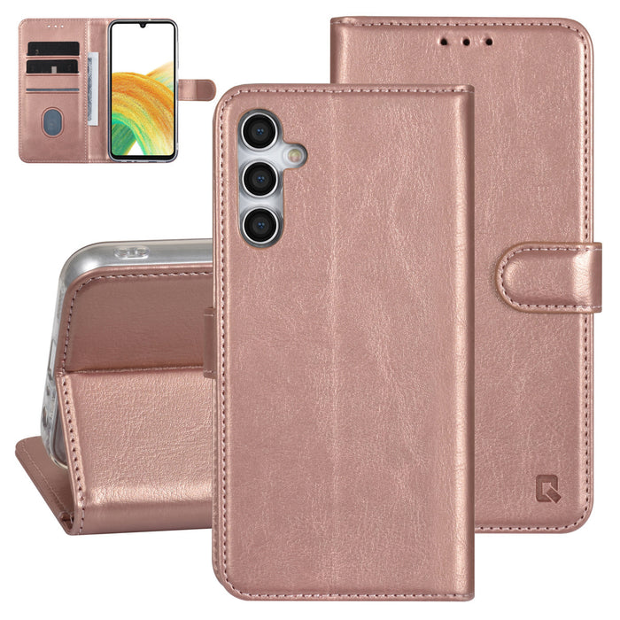 UNIQ Handytasche etui für Samsung Galaxy A24 Book-Case hul - Kartenhalter für 3 Karten - Magnetverschluss - Rose Gold