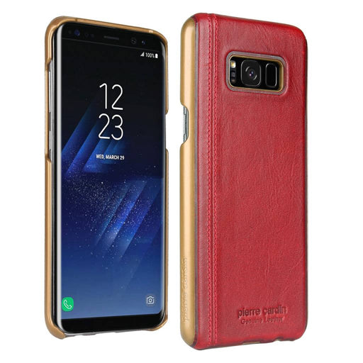 Pierre Cardin Tasche Hülle Hartschalenetui leder fur Samsung Galaxy S8 Plus - Rot