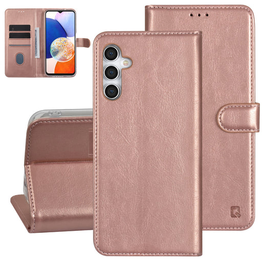 UNIQ Handytasche etui für Samsung Galaxy A14 5G Book-Case hul - Kartenhalter für 3 Karten - Magnetverschluss - Rose Gold