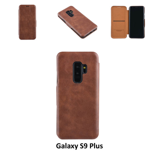 Hanytasche für Samsung Galaxy S9 Plus Kartenhalter Braun Book-Case hul -Magnetverschluss - Kunststof;TPU