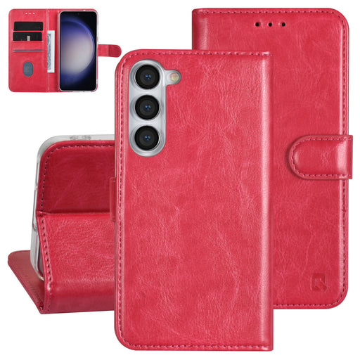 UNIQ Handytasche etui für Samsung Galaxy S23 Plus Book-Case hul - Kartenhalter für 3 Karten - Magnetverschluss - Hot Rosa