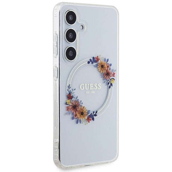 guess-hulle-etui-fur-samsung-galaxy-s24-s921-transparent-hardcase-iml-flowers-wreath-magsafe