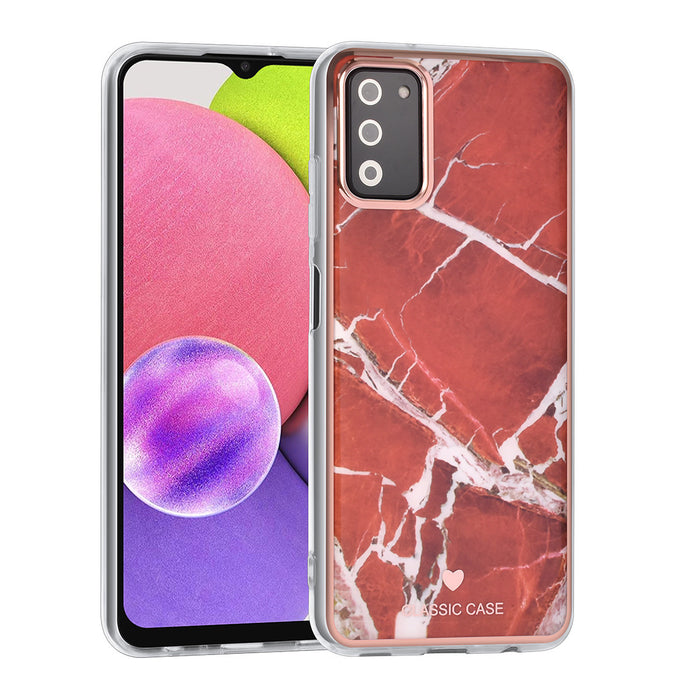 UNIQ Classic Case Etui für Samsung Galaxy A03s - Silikonhülle TPU - Marble Red