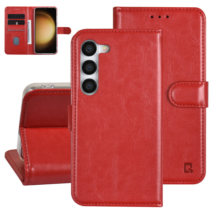 UNIQ Handytasche etui für Samsung Galaxy S23 Book-Case hul - Kartenhalter für 3 Karten - Magnetverschluss - Rot